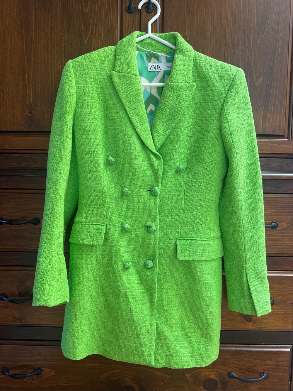 Zara Women's Bright Green Double-Breasted Blazer